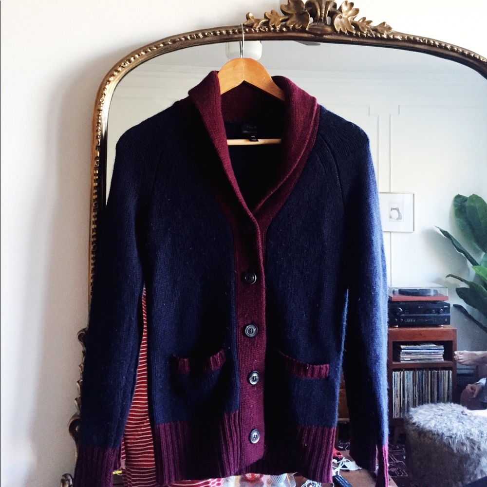 J Crew 100% Italian Cashmere Shawl-Collar Cardigan